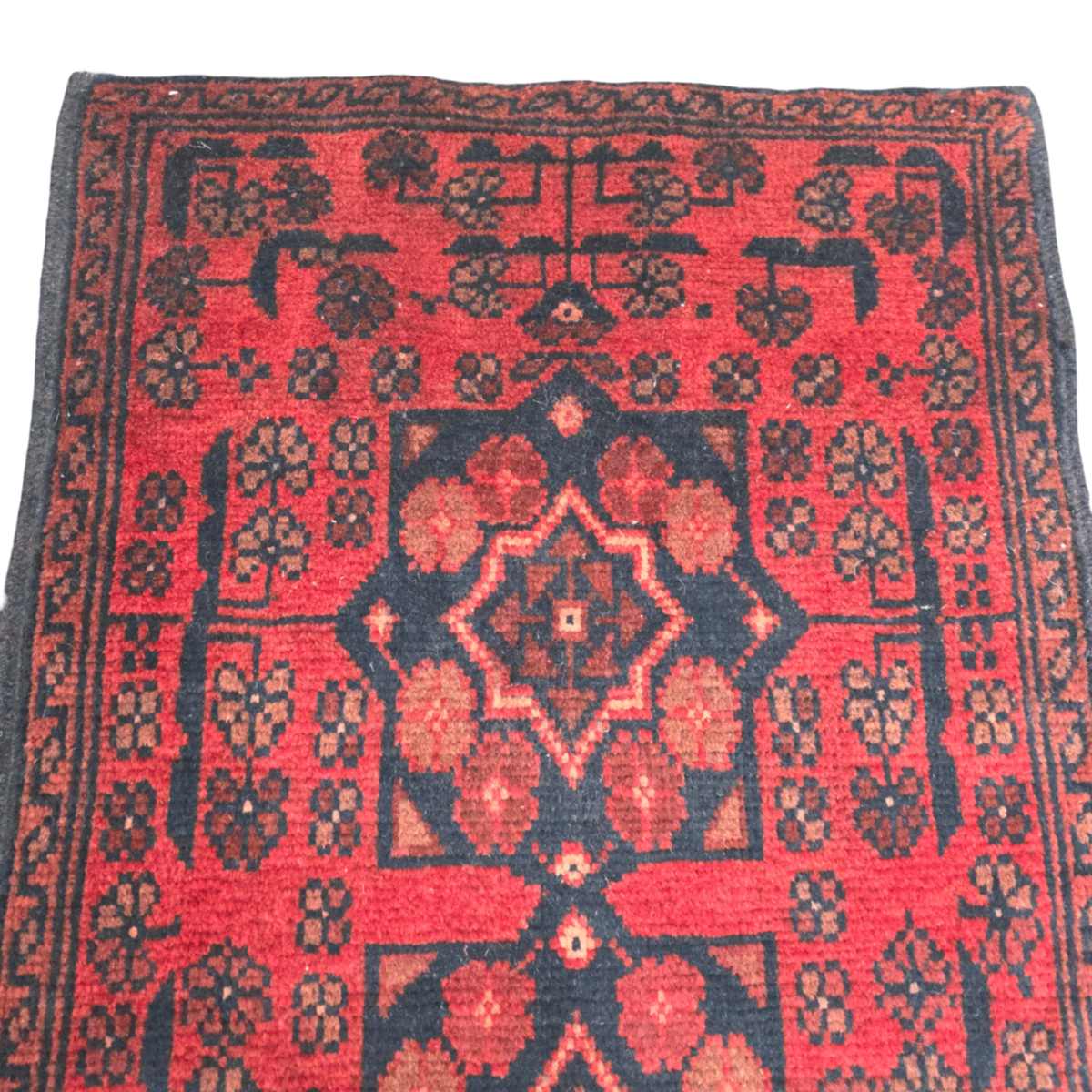 95 x 50 cm Hand-Knotted Afghan Turkmen Wool Rug
