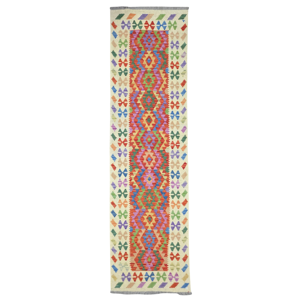 291 x 81 cm Hand-Woven Afghan Kilim Runner Rug