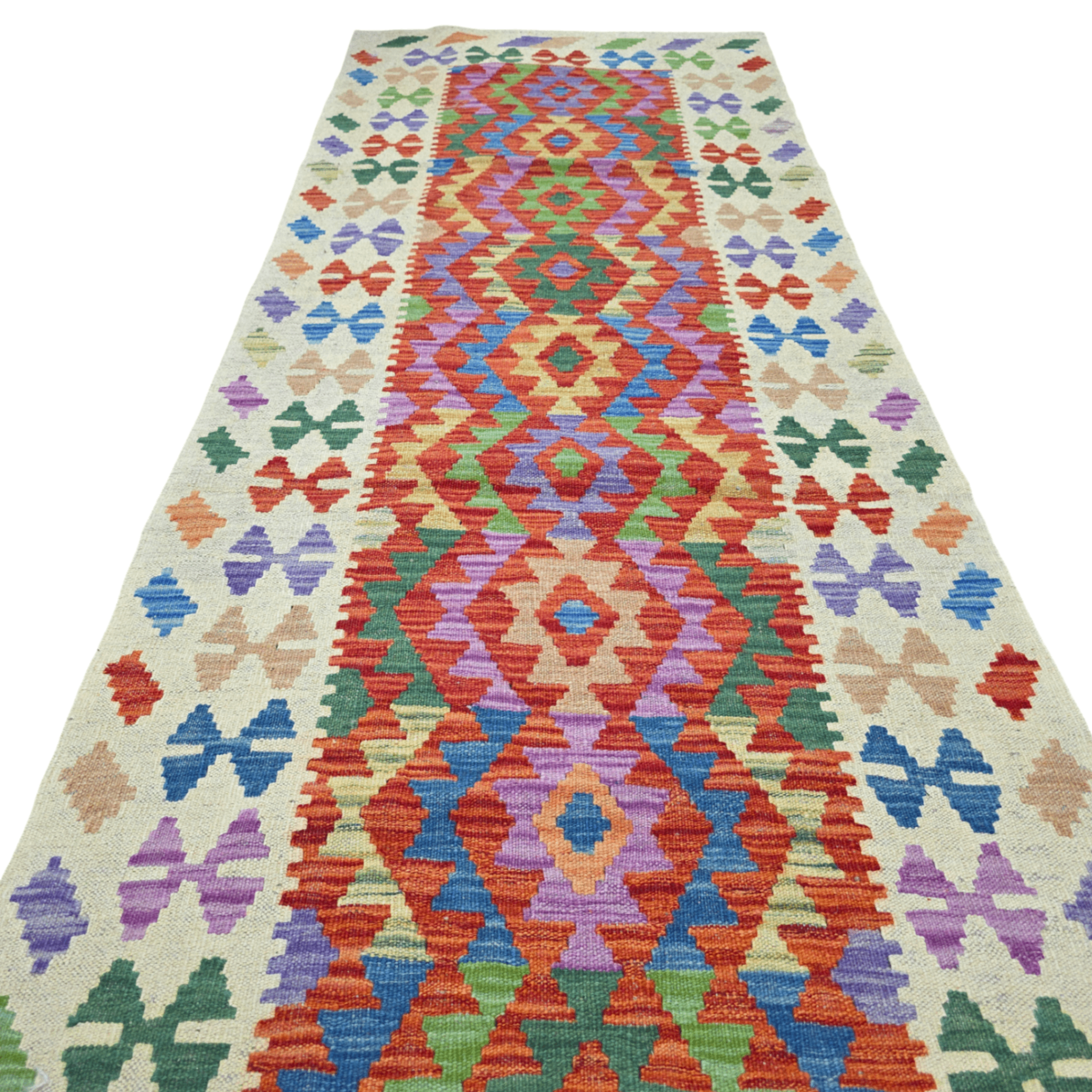 291 x 81 cm Hand-Woven Afghan Kilim Runner Rug