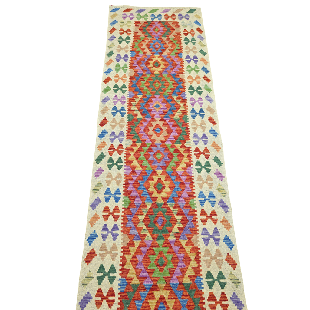 291 x 81 cm Hand-Woven Afghan Kilim Runner Rug