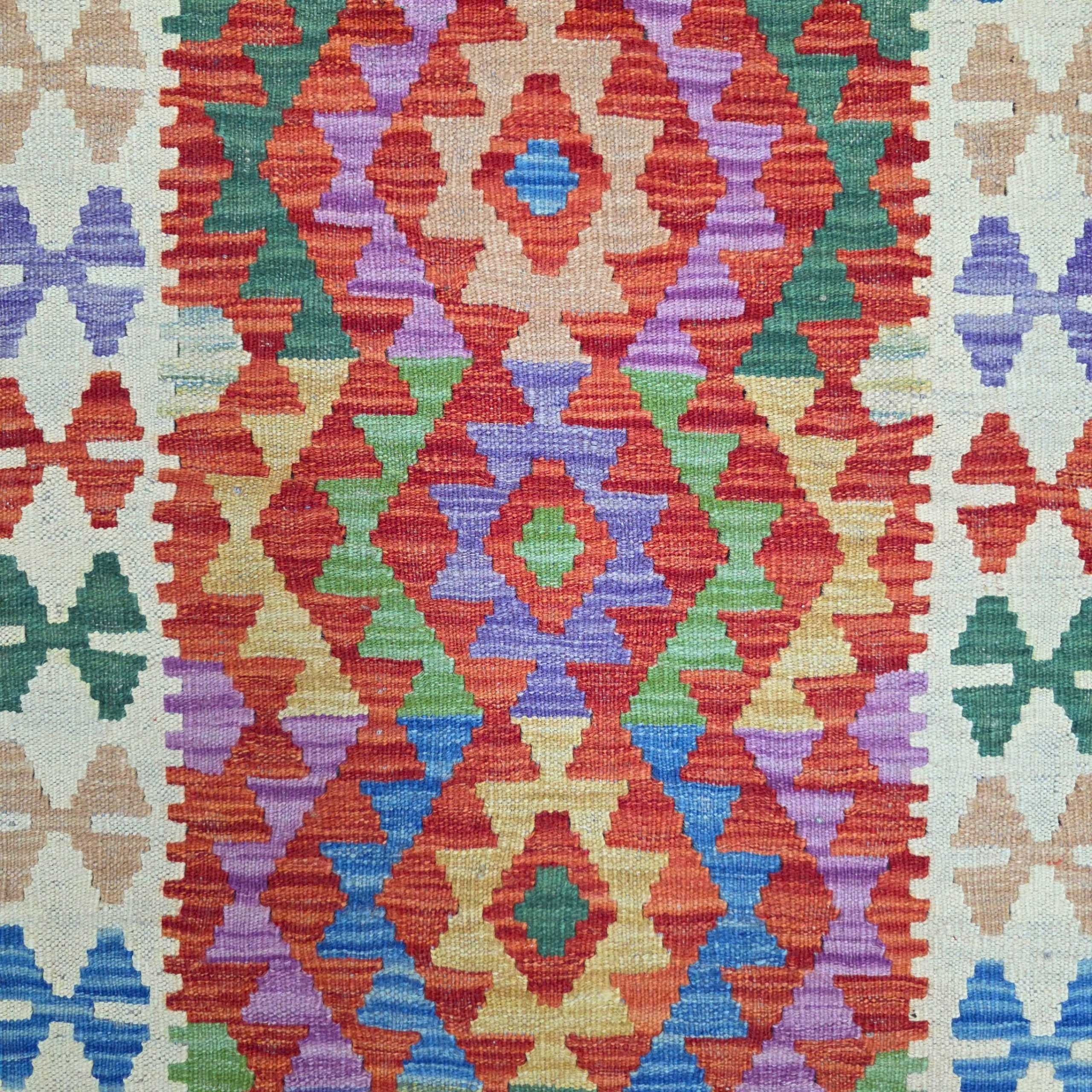 291 x 81 cm Hand-Woven Afghan Kilim Runner Rug