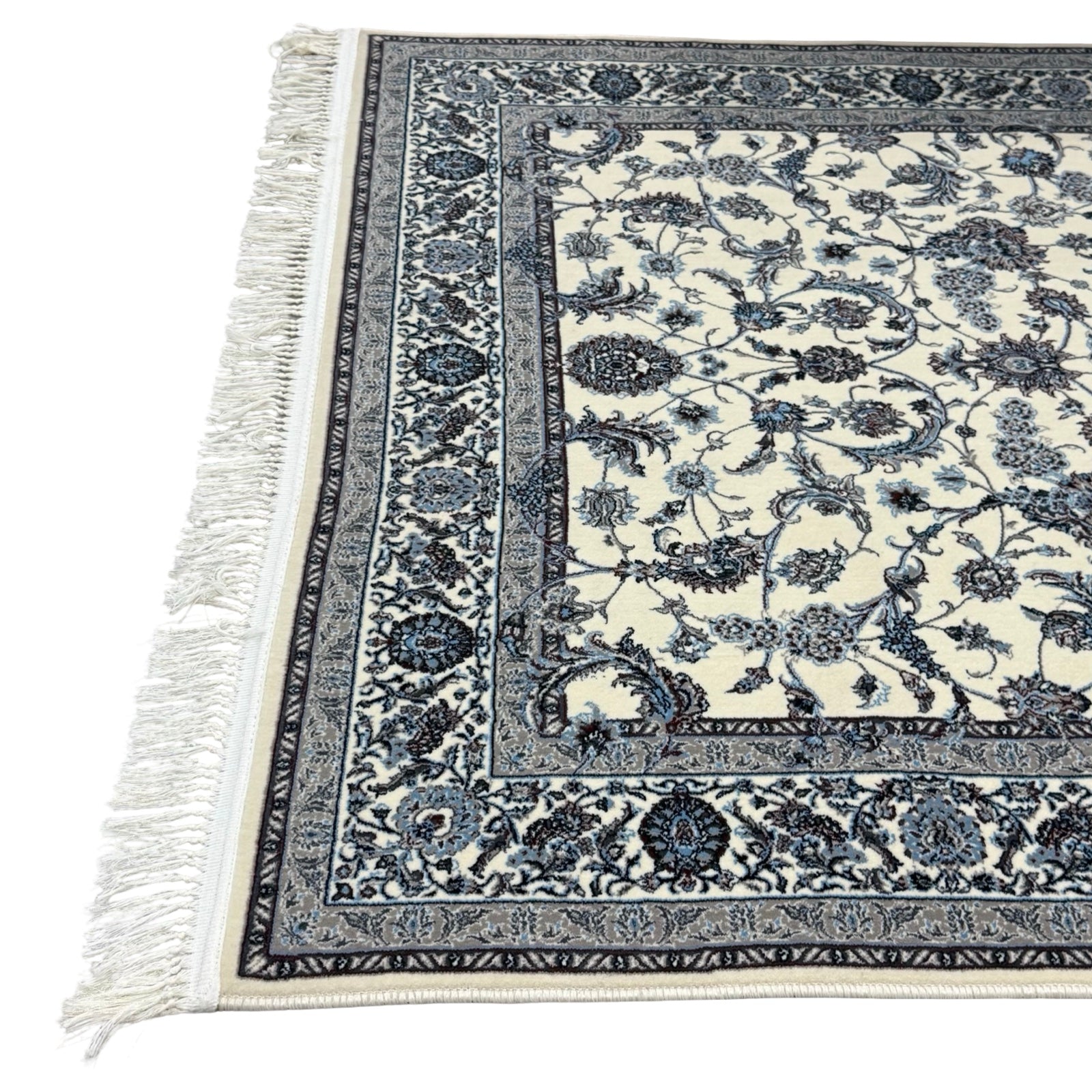 225 x 160cm Persian All Over Ivory Nain Machine Made Rug