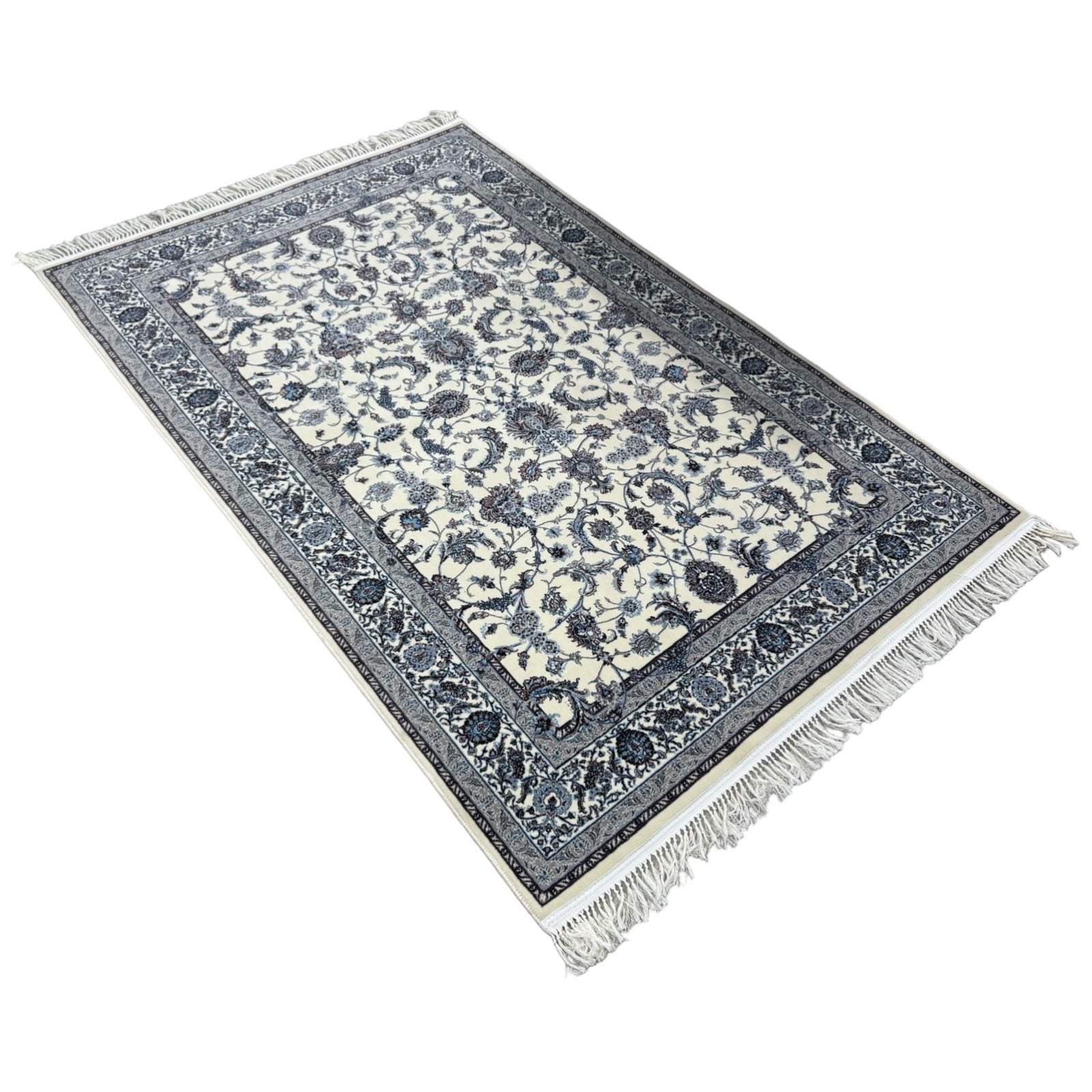 225 x 160cm Persian All Over Ivory Nain Machine Made Rug