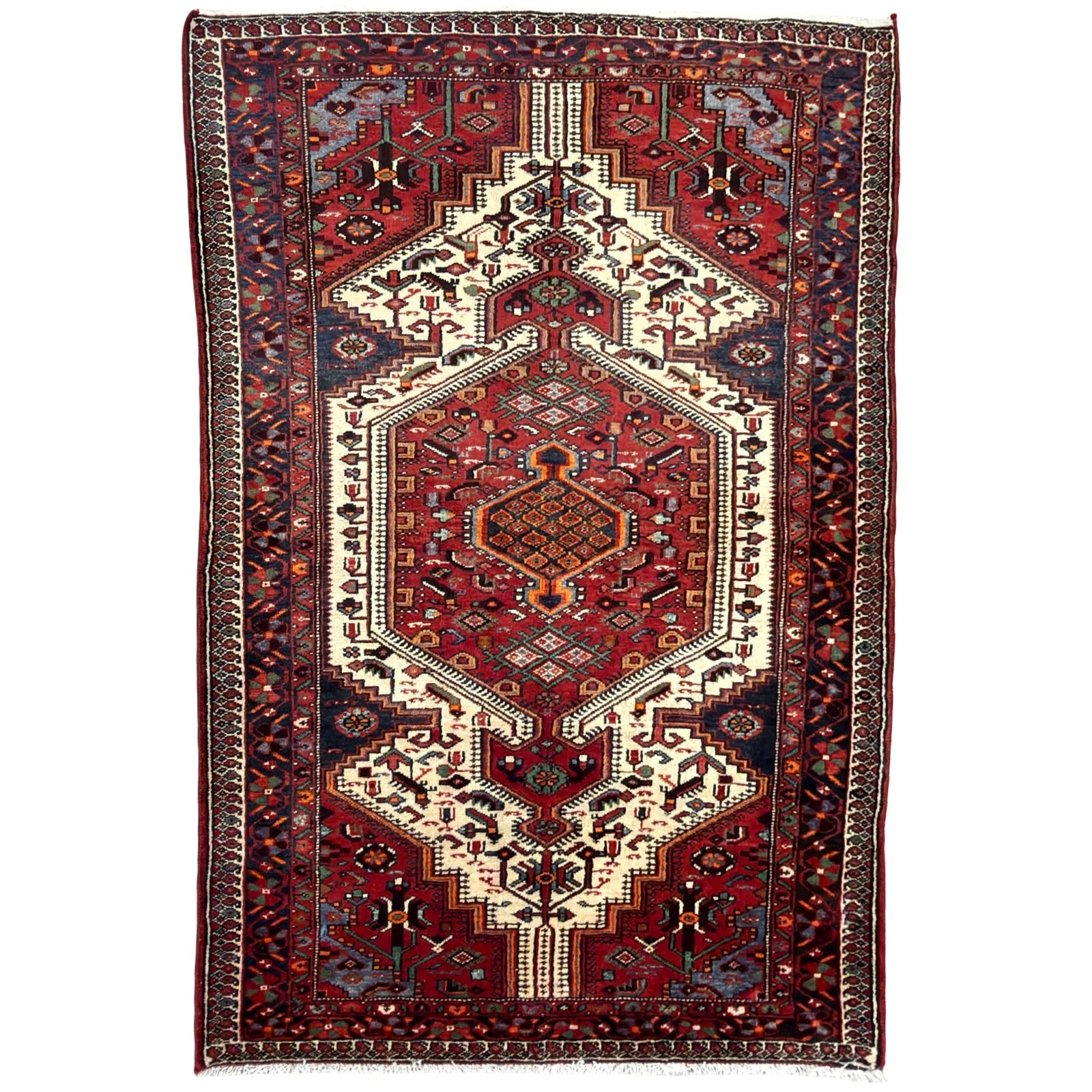 227 x 146 cm Vintage Persian Hamadan Wool Rug
