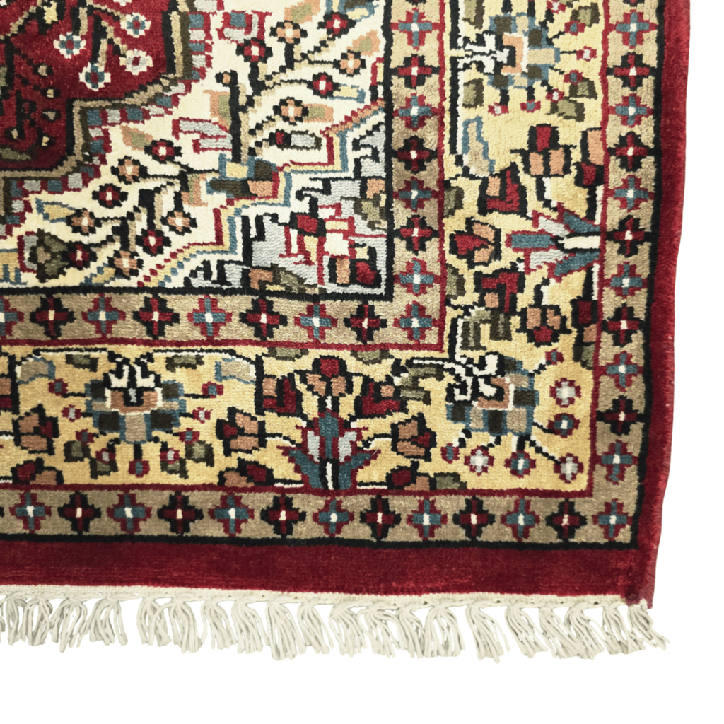 116 x 76 cm Hand Knotted Indian Silk Jaipur Oriental Rug