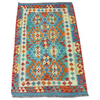 154 × 103 cm Hand-Woven Afghan Kilim Rug – Wool Flatweave