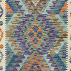 201 x 76 cm Hand-Woven Afghan Kilim Runner Rug – Wool Flatweave