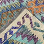 201 x 76 cm Hand-Woven Afghan Kilim Runner Rug – Wool Flatweave