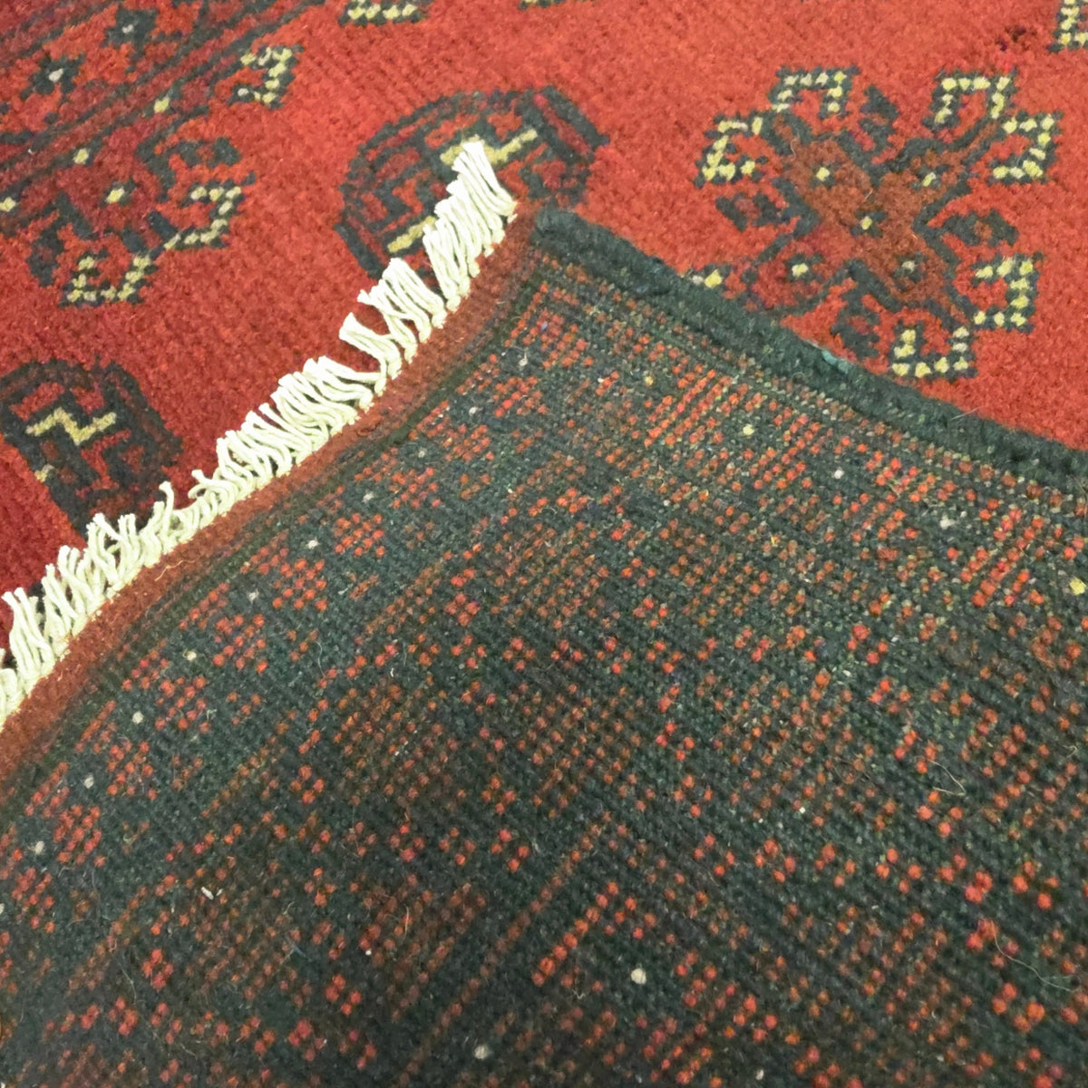 293 x 80 cm Hand-Knotted Red Afghan Akche Runner Rug