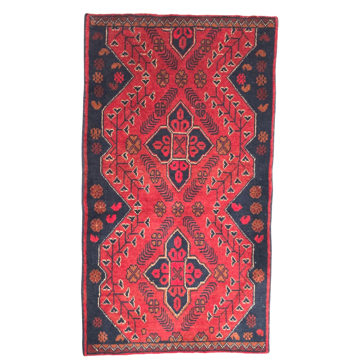 98 x 56 cm Hand-Knotted Afghan Turkmen Wool Rug