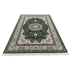 290 x 200 cm Forest Green & Ivory Persian Design Machine-Made Rug