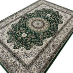 290 x 200 cm Forest Green & Ivory Persian Design Machine-Made Rug