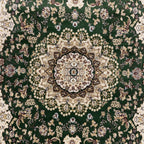 290 x 200 cm Forest Green & Ivory Persian Design Machine-Made Rug