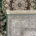 290 x 200 cm Forest Green & Ivory Persian Design Machine-Made Rug