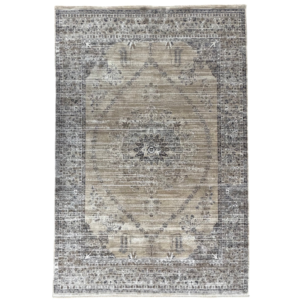 290 x 200 cm Taupe Persian Vintage Design Medallion Rug