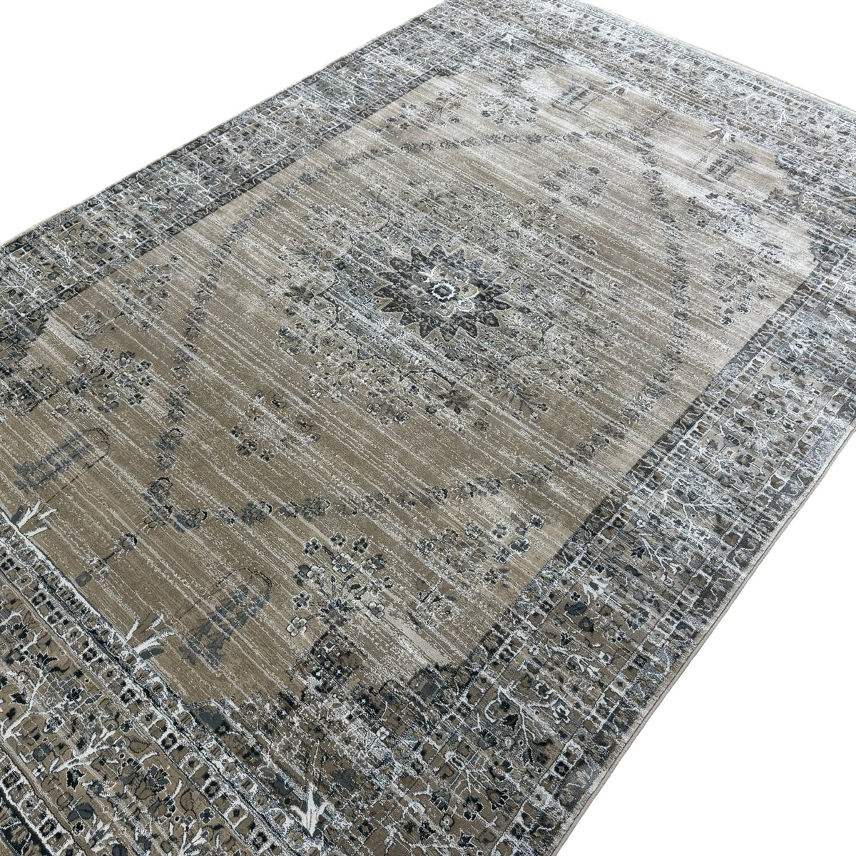 290 x 200 cm Taupe Persian Vintage Design Medallion Rug