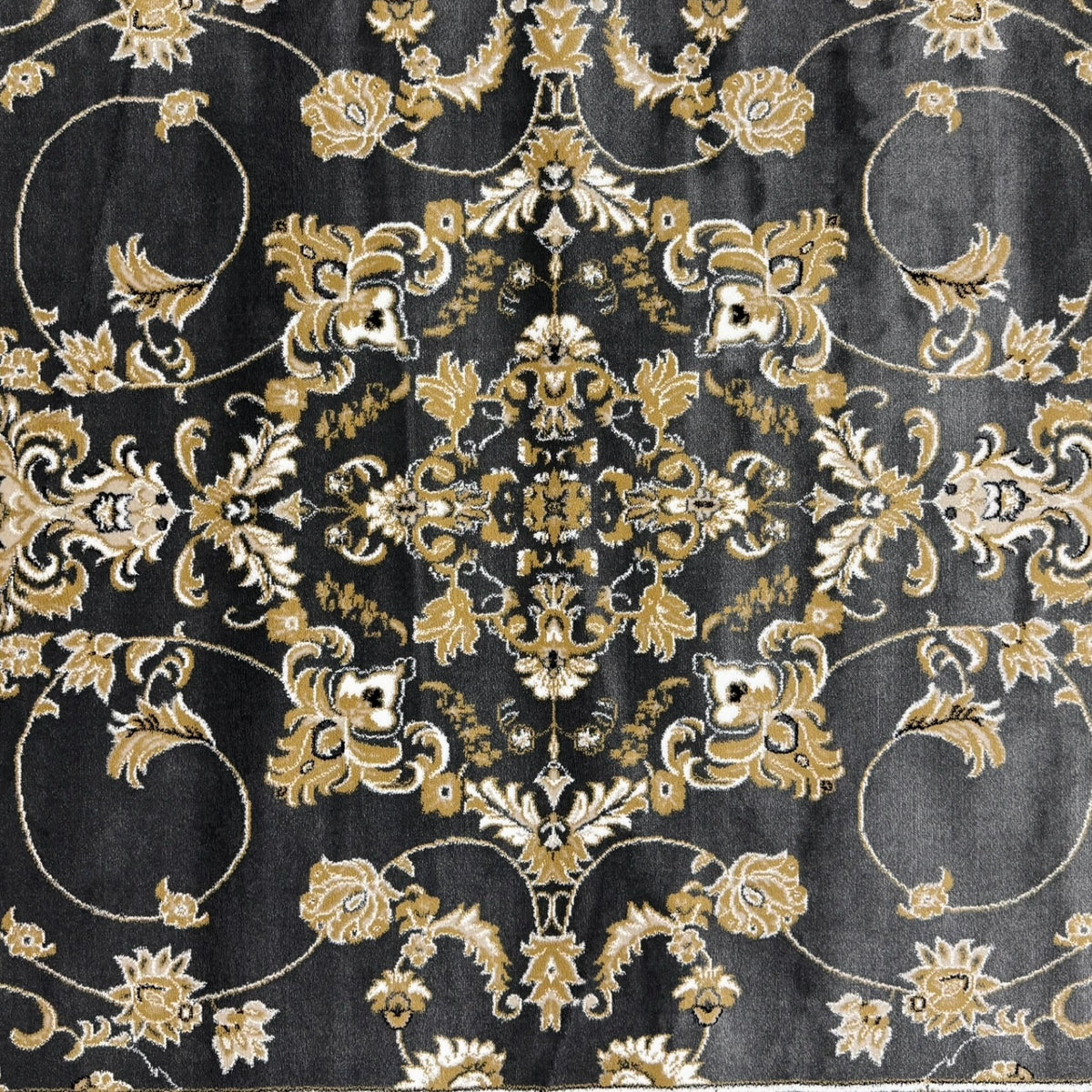 290 x 200 cm Grey & Gold Tabriz Design Floral Machine-Made Rug