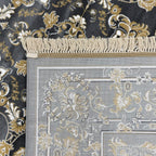290 x 200 cm Grey & Gold Tabriz Design Floral Machine-Made Rug
