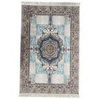 300 x 200 cm Silver Grey & Teal Persian Medallion Machine-Made Rug