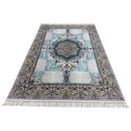 300 x 200 cm Silver Grey & Teal Persian Medallion Machine-Made Rug