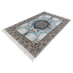 300 x 200 cm Silver Grey & Teal Persian Medallion Machine-Made Rug