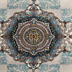 300 x 200 cm Silver Grey & Teal Persian Medallion Machine-Made Rug