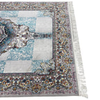 300 x 200 cm Silver Grey & Teal Persian Medallion Machine-Made Rug