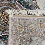 300 x 200 cm Silver Grey & Teal Persian Medallion Machine-Made Rug