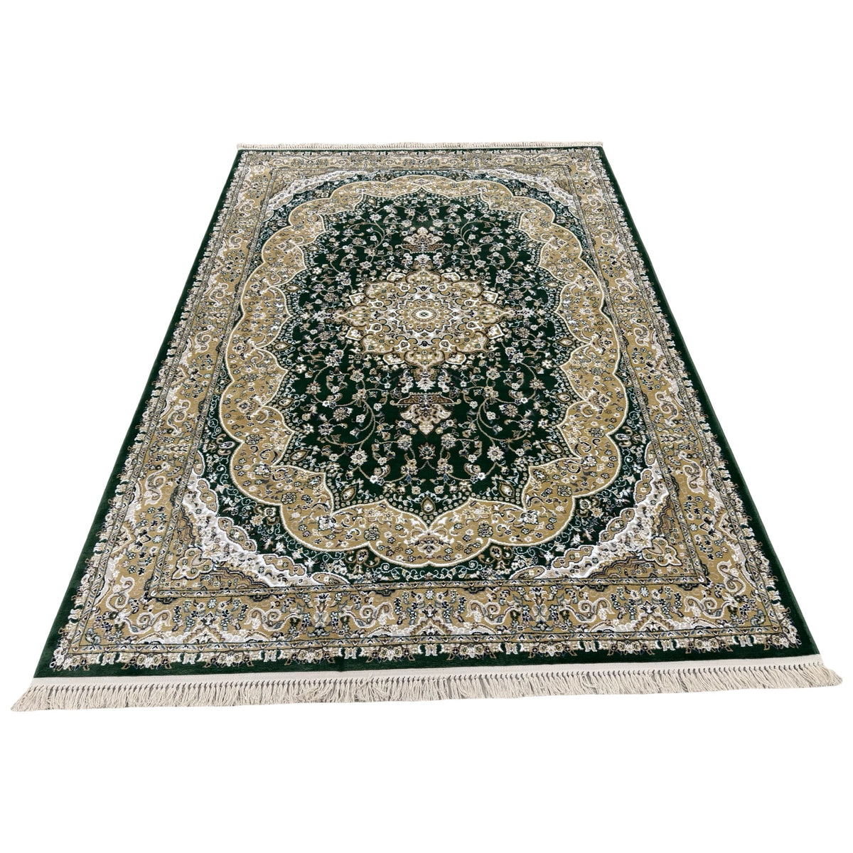 290 x 200 cm Deep Green Persian Design Machine-Made Rug