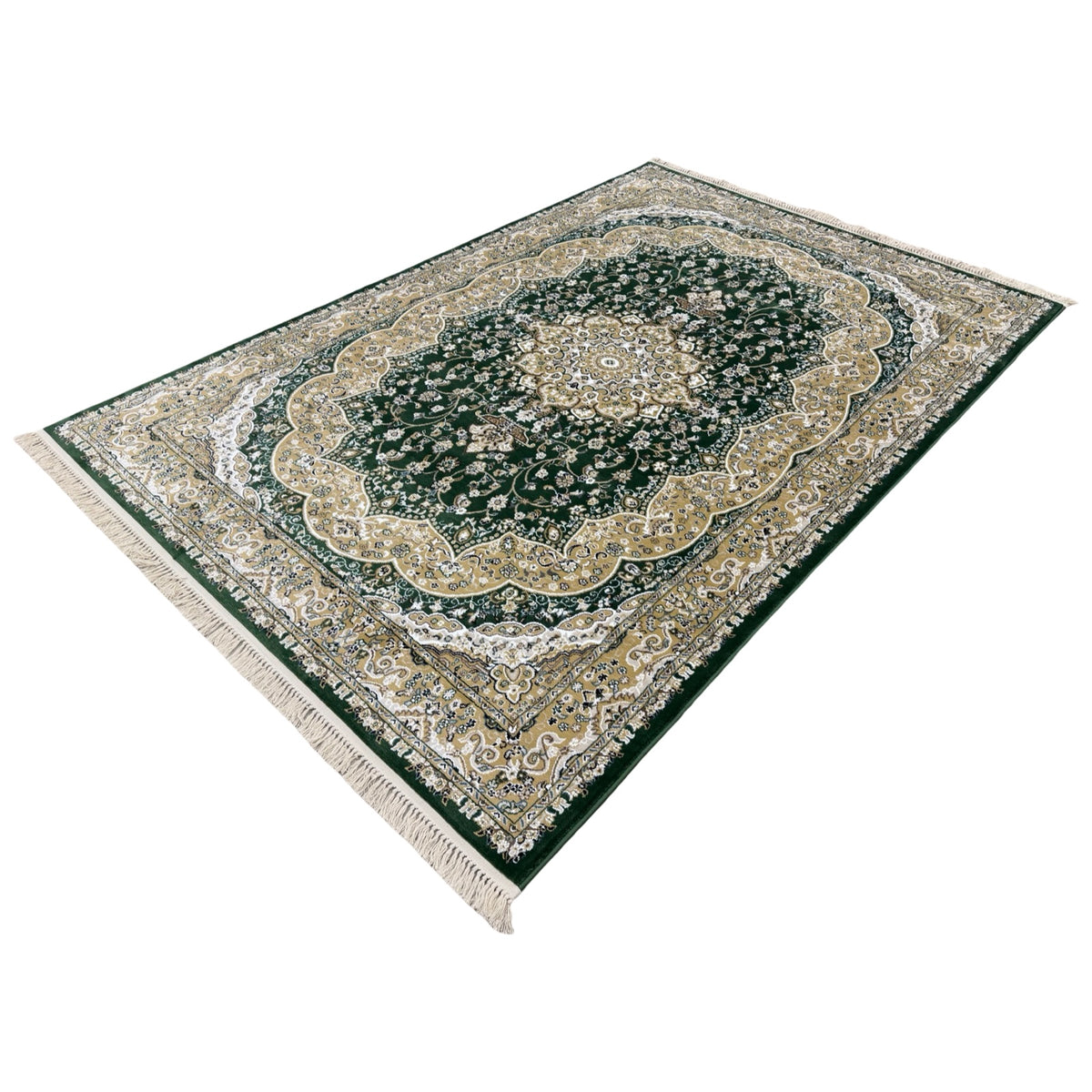 290 x 200 cm Deep Green Persian Design Machine-Made Rug
