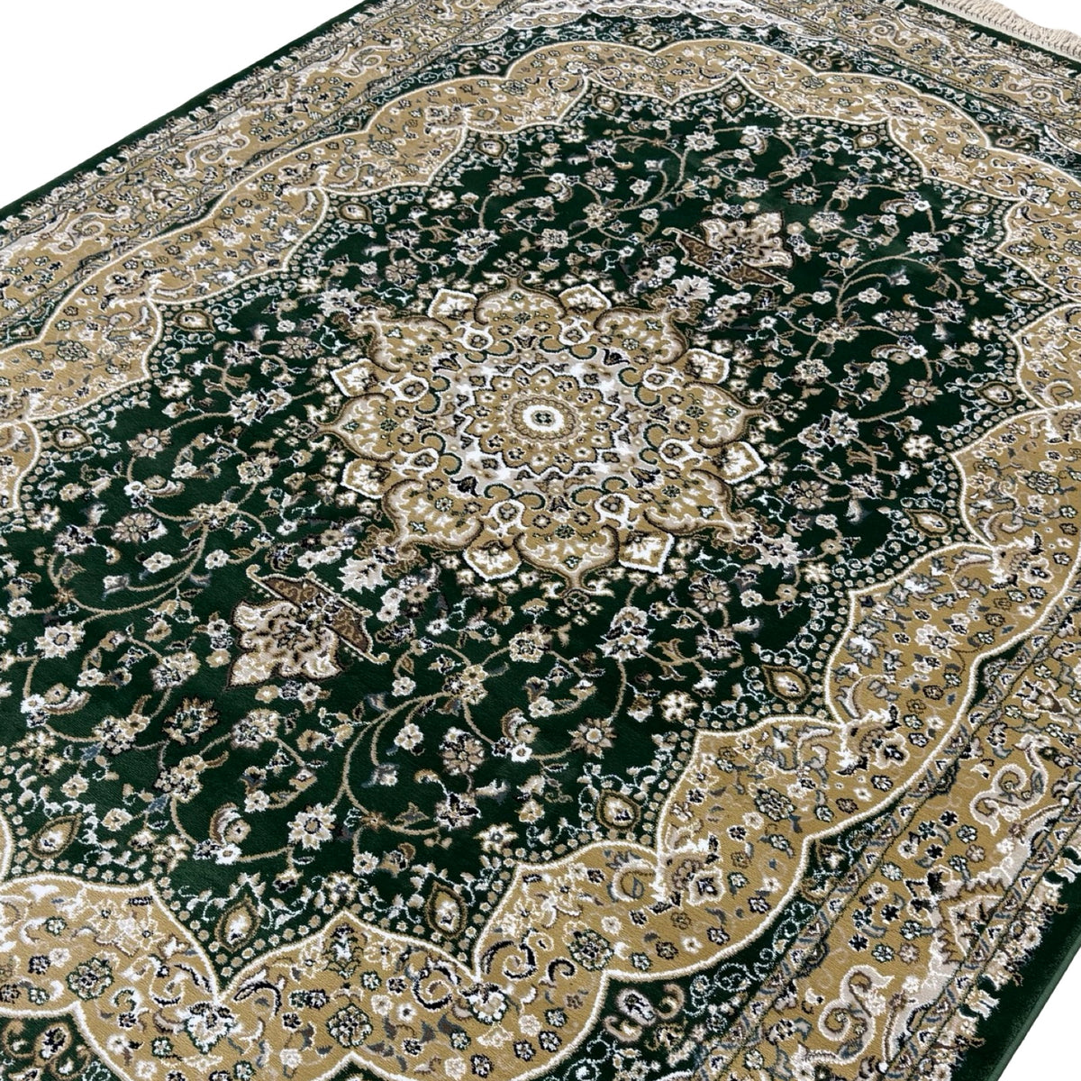 290 x 200 cm Deep Green Persian Design Machine-Made Rug
