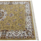 290 x 200 cm Antique Gold & Ivory Floral Medallion Machine-Made Rug