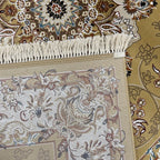 290 x 200 cm Antique Gold & Ivory Floral Medallion Machine-Made Rug