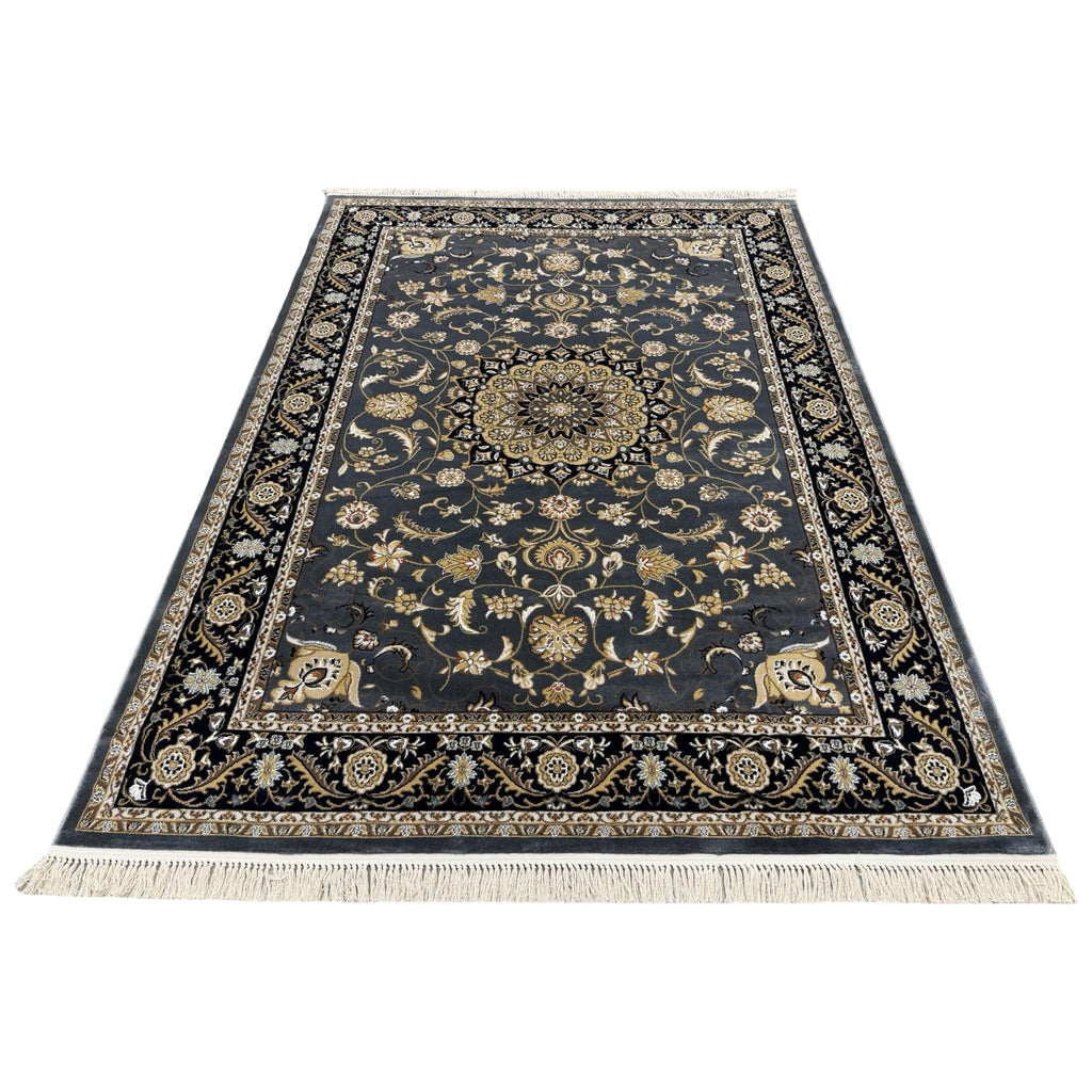 290 x 200 cm Persian Design Grey & Gold Floral Machine Made Rug