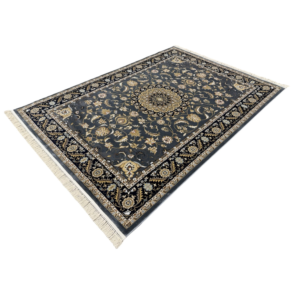 290 x 200 cm Persian Design Grey & Gold Floral Machine Made Rug