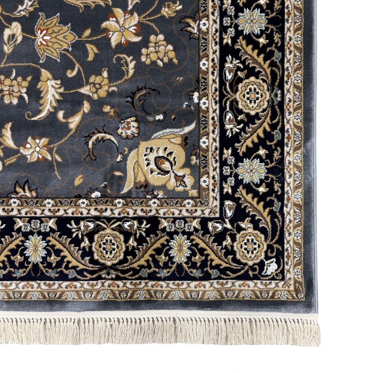 290 x 200 cm Persian Design Grey & Gold Floral Machine Made Rug