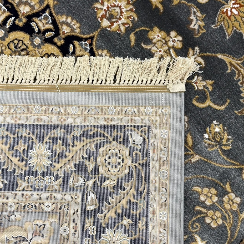 290 x 200 cm Persian Design Grey & Gold Floral Machine Made Rug