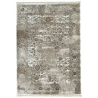 230 x 160 cm Vintage Persian-Inspired Floral Rug – Taupe Ivory Distressed Finish