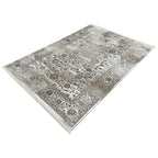 230 x 160 cm Vintage Persian-Inspired Floral Rug – Taupe Ivory Distressed Finish