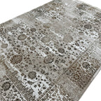 230 x 160 cm Vintage Persian-Inspired Floral Rug – Taupe Ivory Distressed Finish
