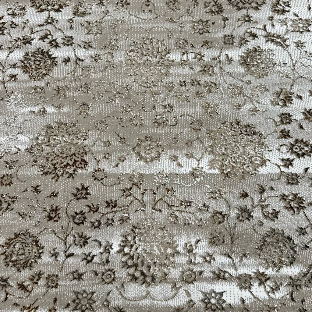 230 x 160 cm Vintage Persian-Inspired Floral Rug – Taupe Ivory Distressed Finish