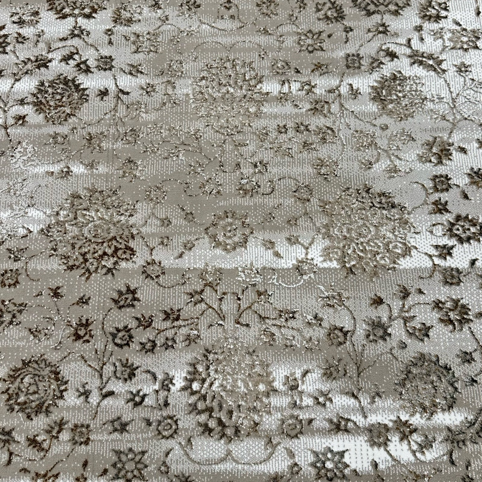 230 x 160 cm Vintage Persian-Inspired Floral Rug – Taupe Ivory Distressed Finish
