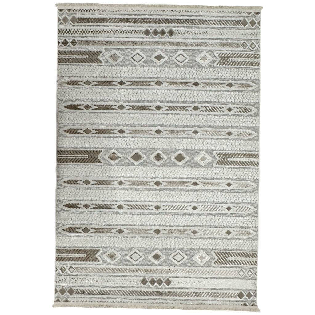 230 x 160 cm Moroccan Style Rug with Tribal Linear Geometric Pattern