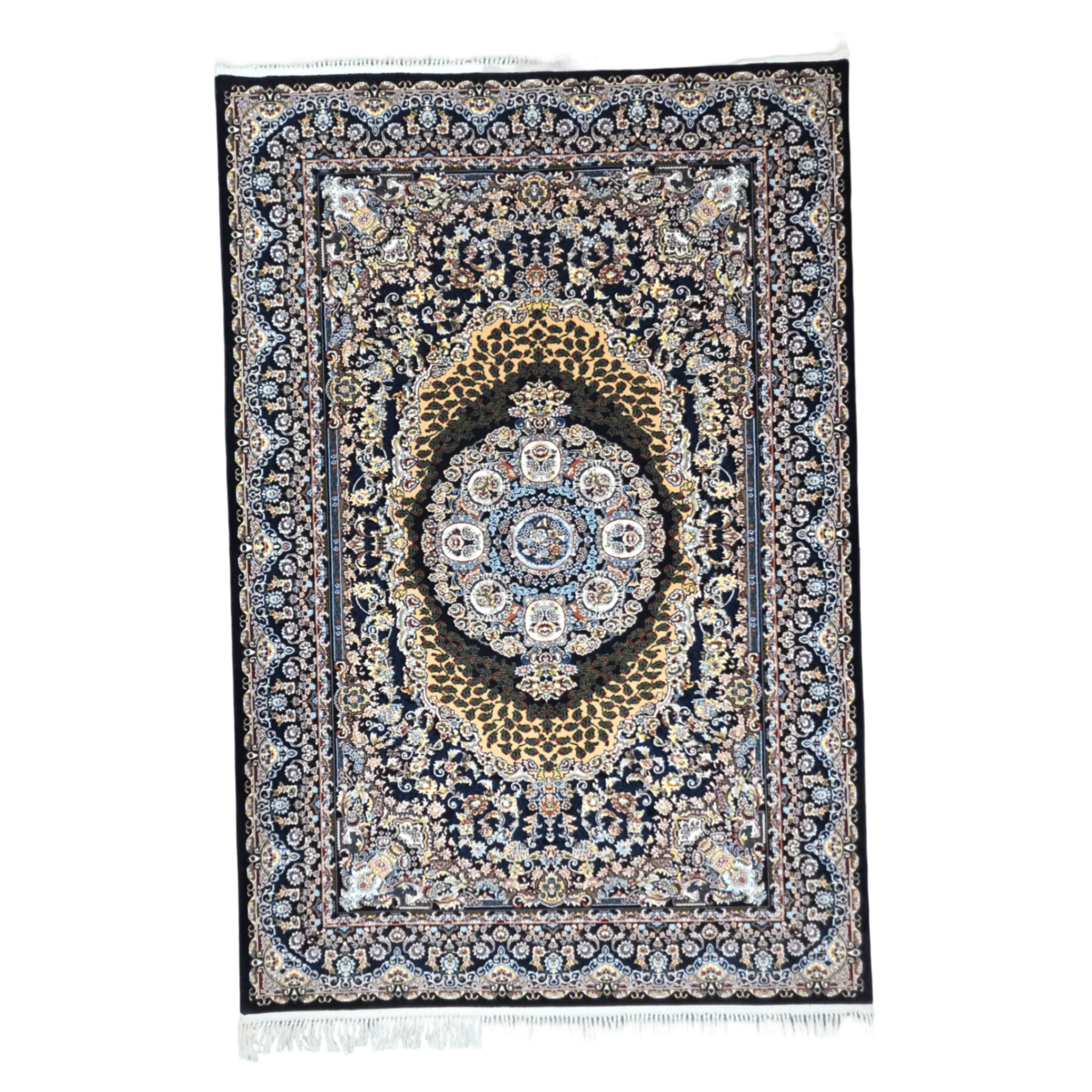 230 x 160 cm Persian Qum Silk Gonbad Dome Machine-Made Rug