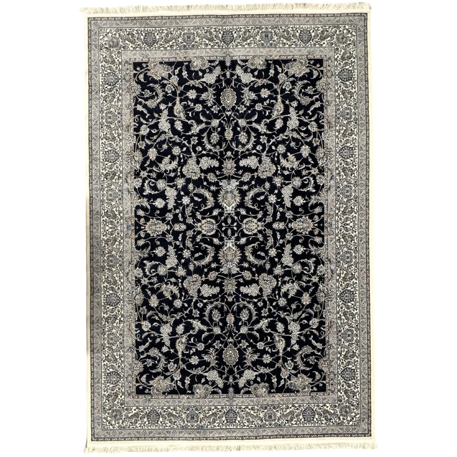 230 x 160 cm Persian Nain Floral Design Machine-Made Rug