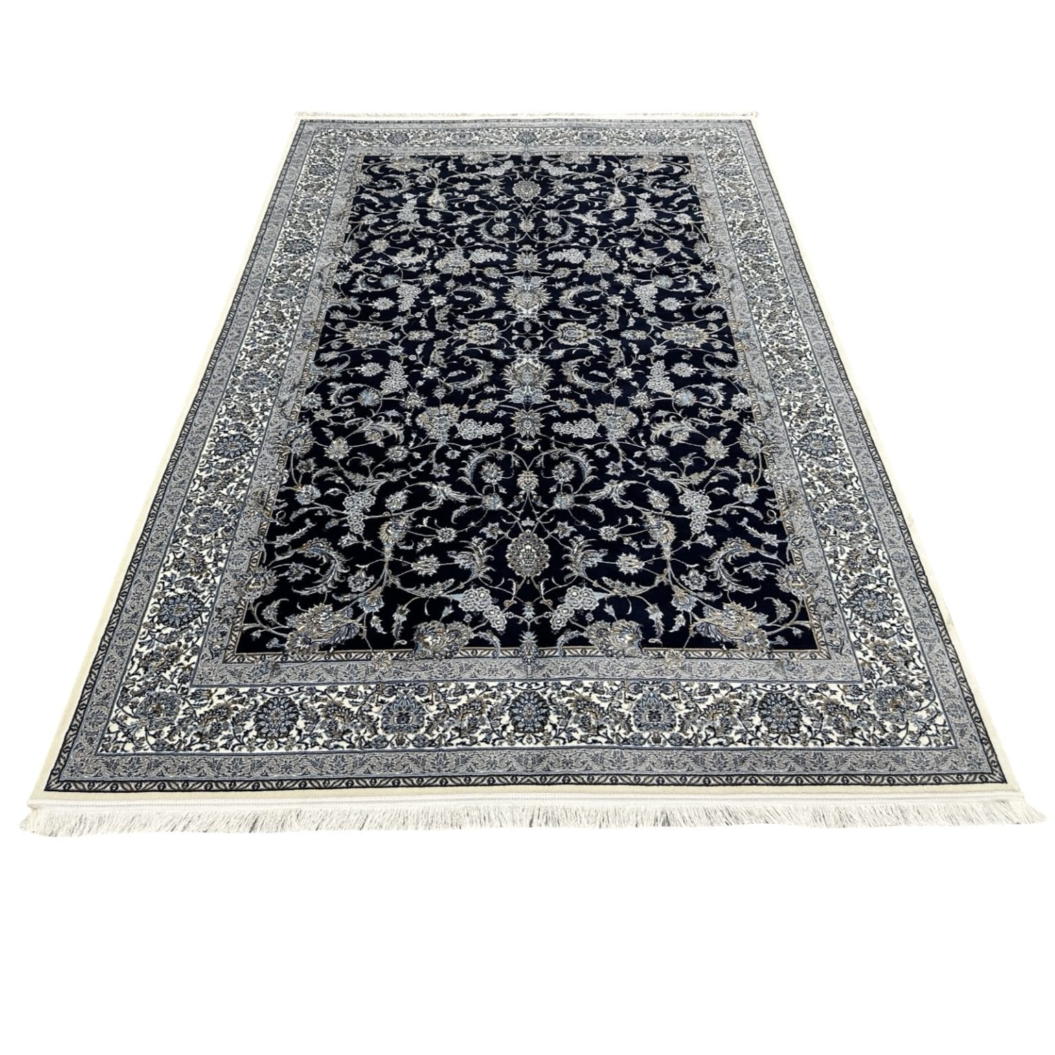 230 x 160 cm Persian Nain Floral Design Machine-Made Rug