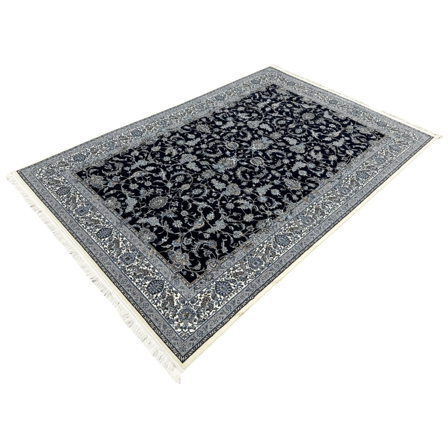 230 x 160 cm Persian Nain Floral Design Machine-Made Rug