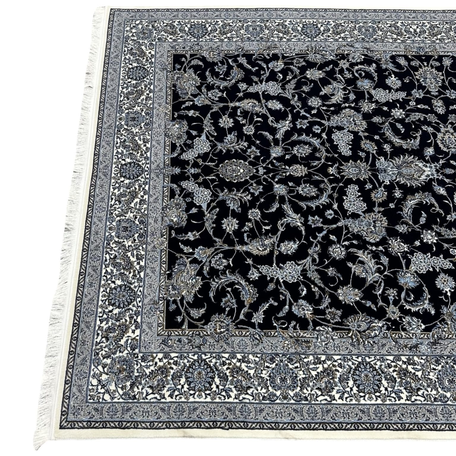 230 x 160 cm Persian Nain Floral Design Machine-Made Rug