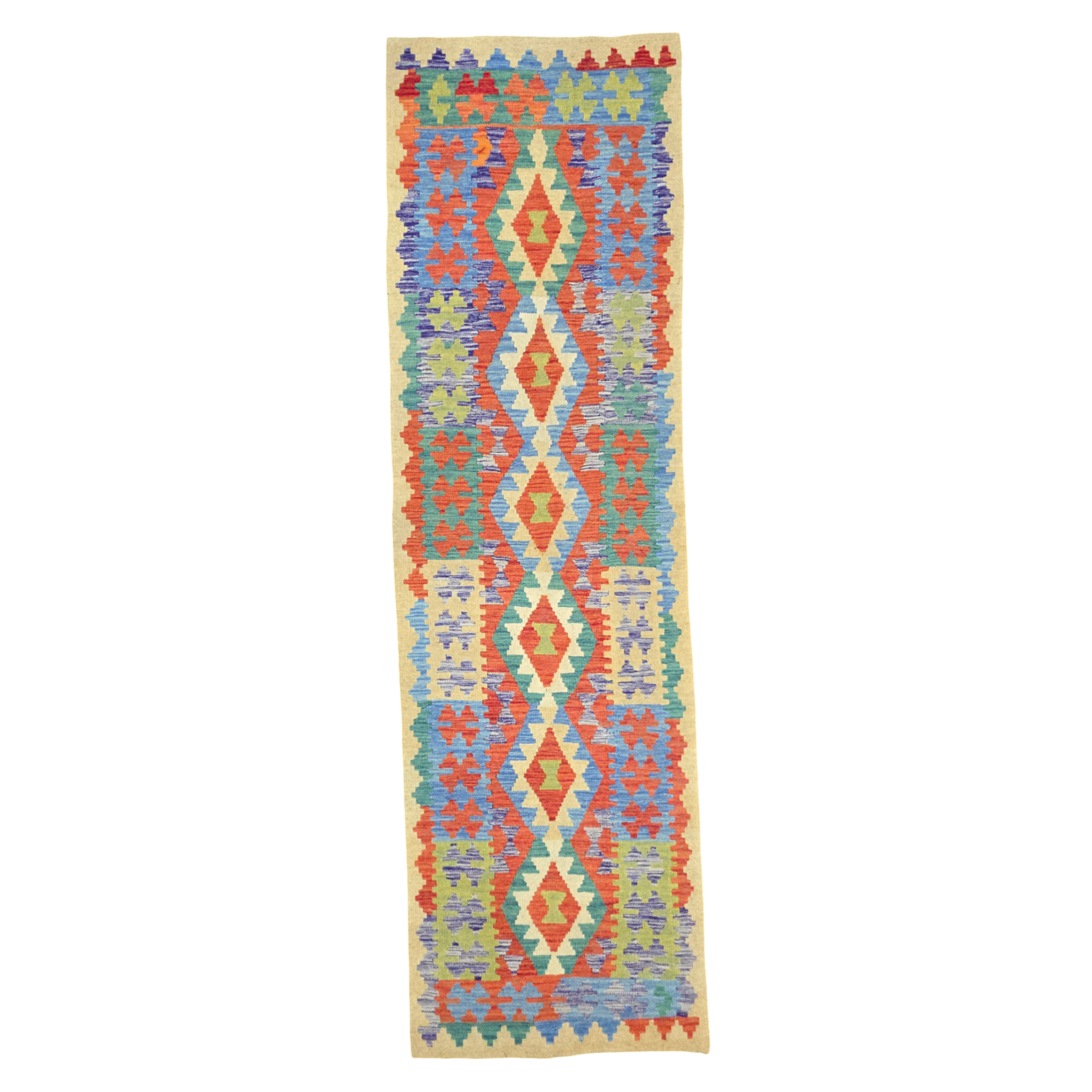 298 x 82 cm Hand-Woven Afghan Kilim Runner