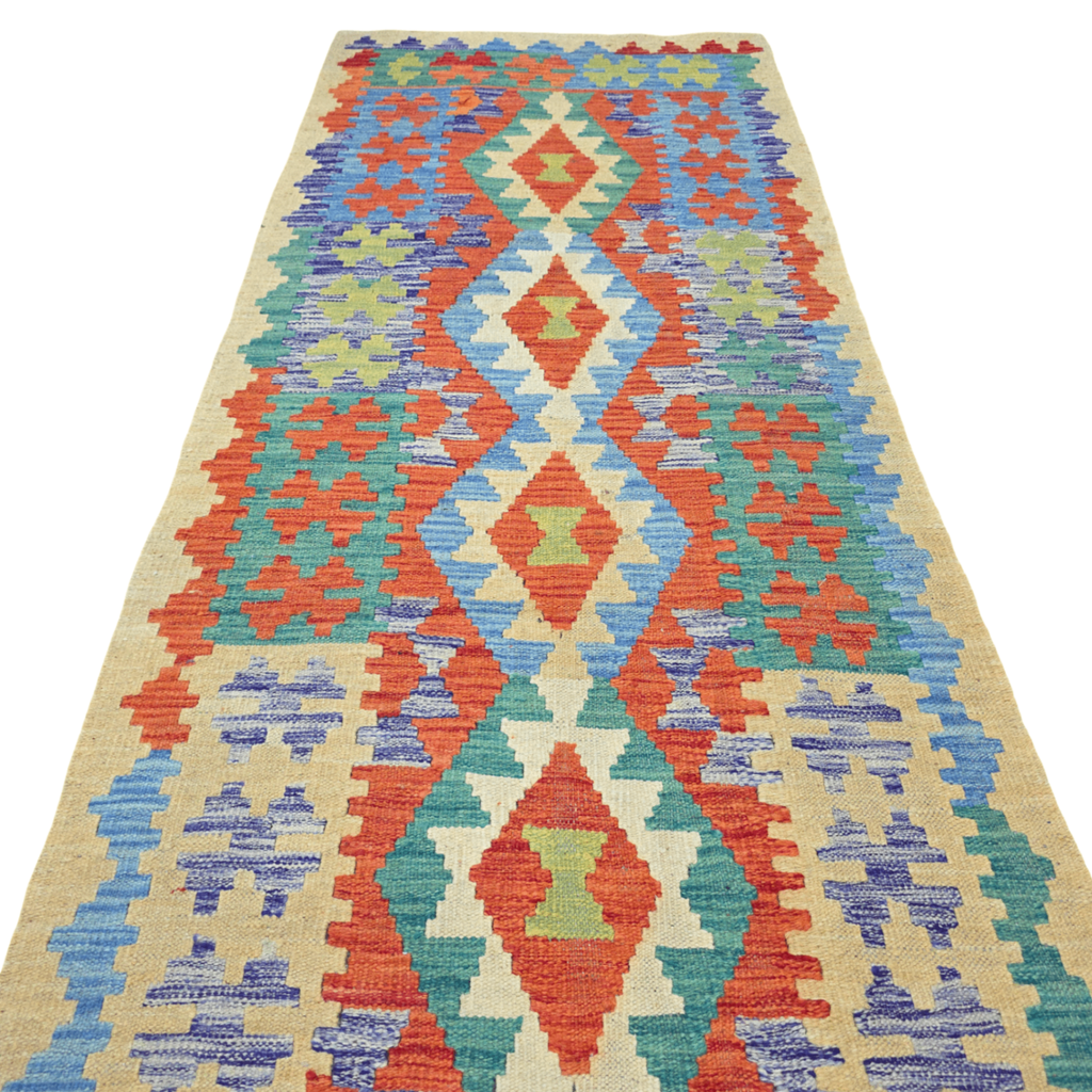 298 x 82 cm Hand-Woven Afghan Kilim Runner